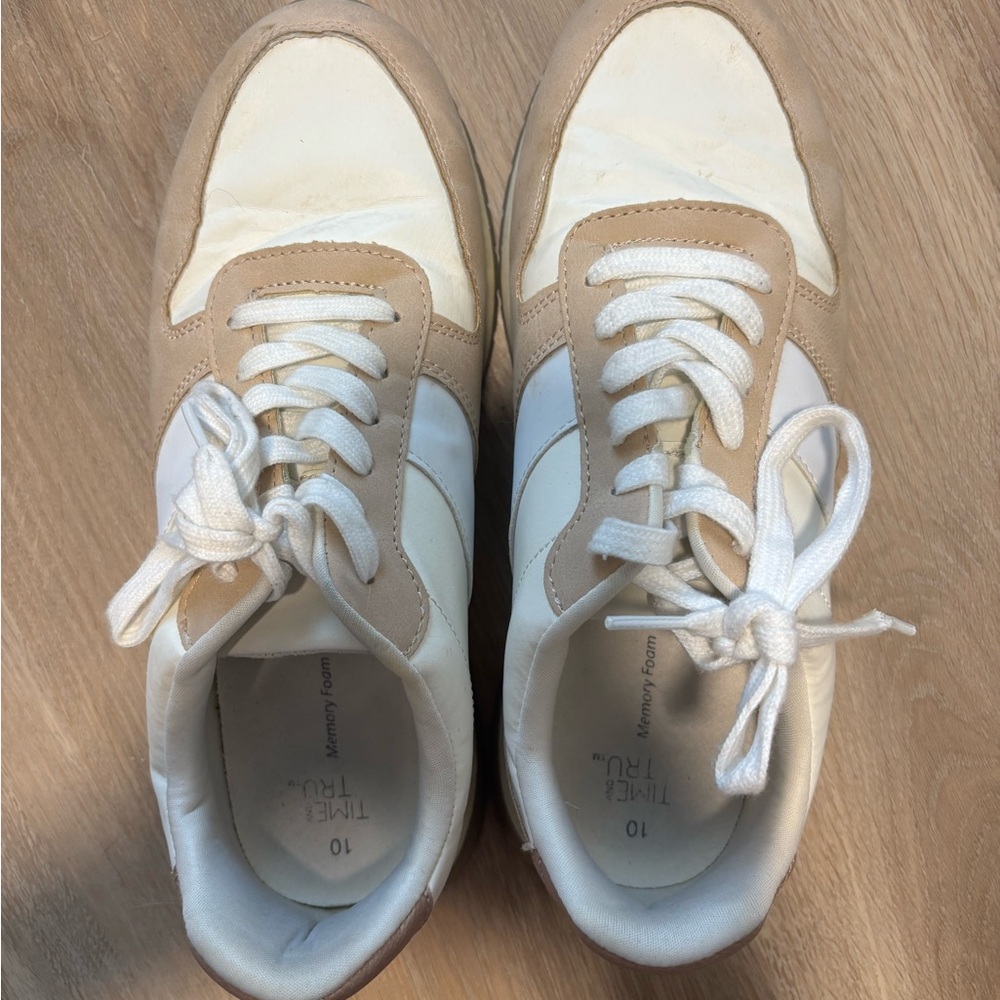Time and Tru Cream and Brown Sneakers